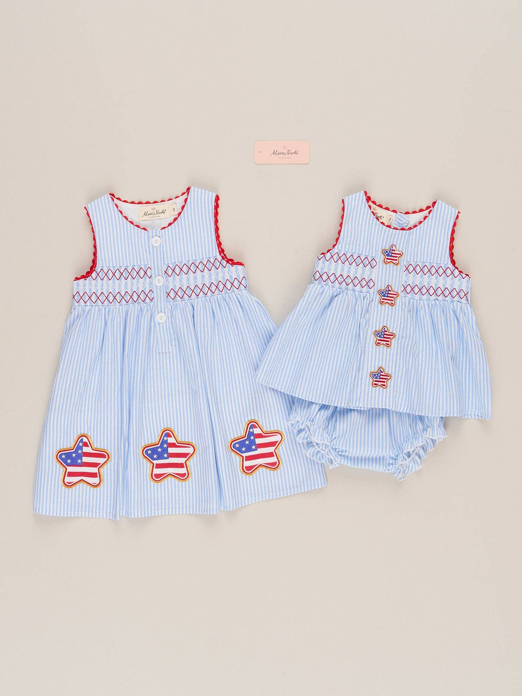 Freedom Stars Smocked Dress: M(3yrs)