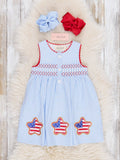 Freedom Stars Smocked Dress: XL(5yrs)