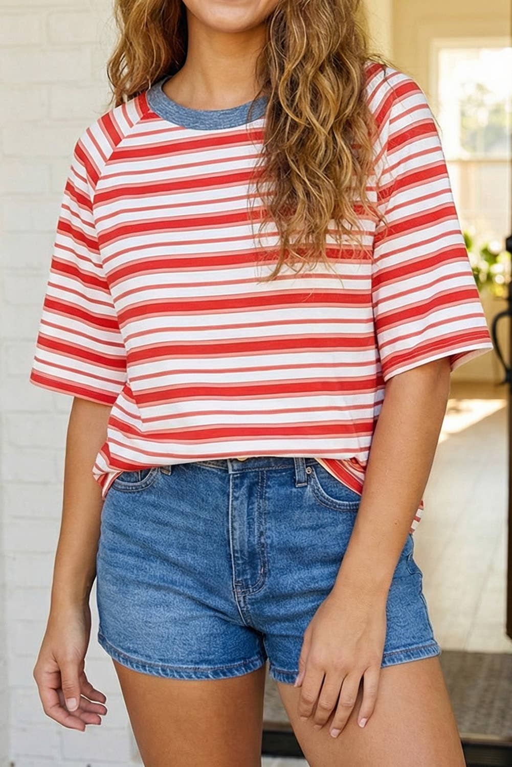 LAS Striped Raglan Sleeve T