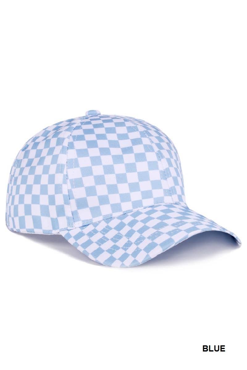 0905 Checkered Pattern Print Baseball Cap SI-28744: BLUE-188916 / OS