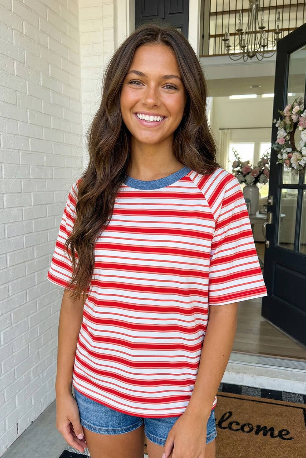 LAS Striped Raglan Sleeve T