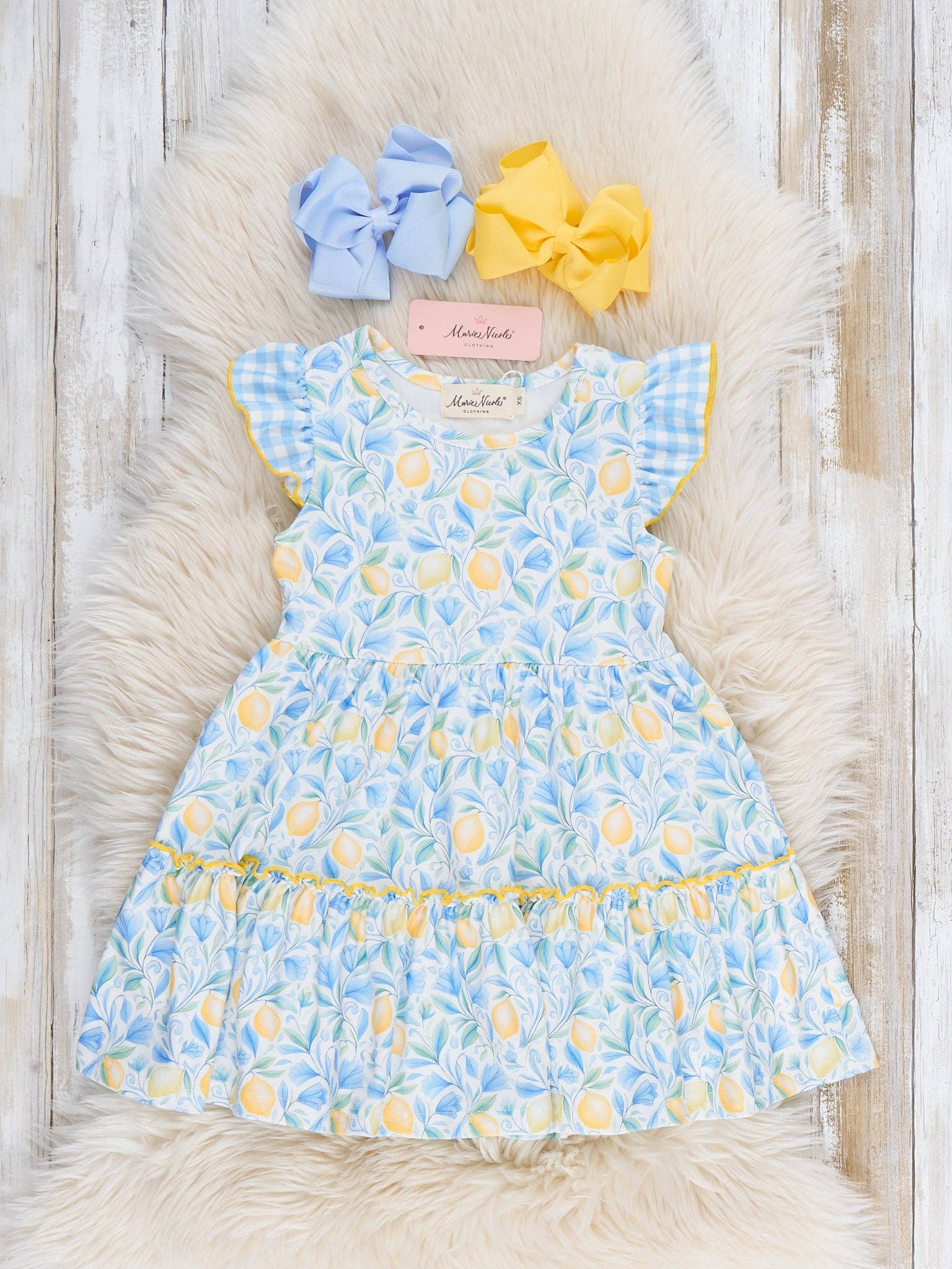 Sunny Lemons Gingham Ruffle Dress: L(4yrs)