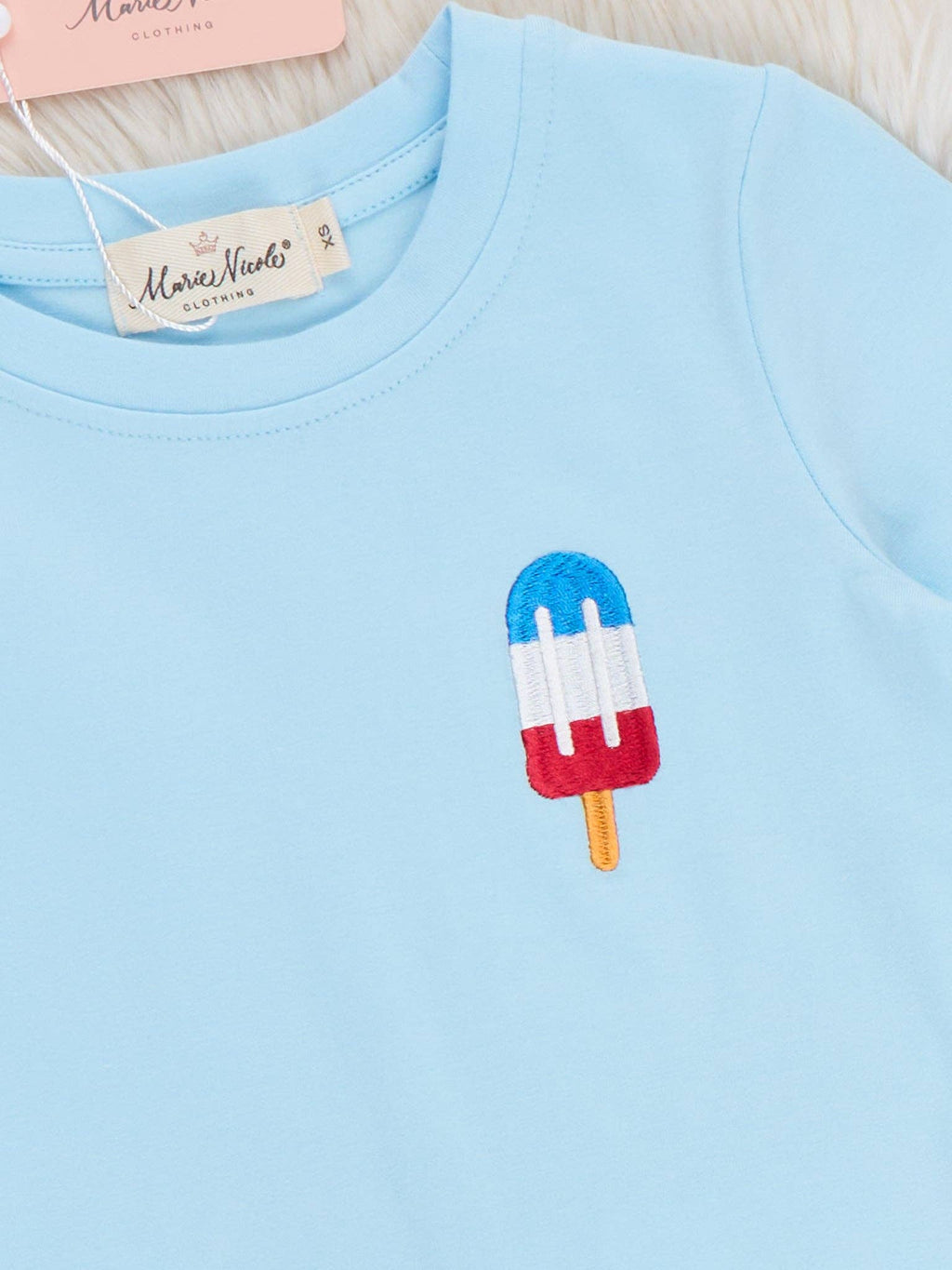 Patriotic Popsicles Embroidered Cotton Outfit: L(4yrs)