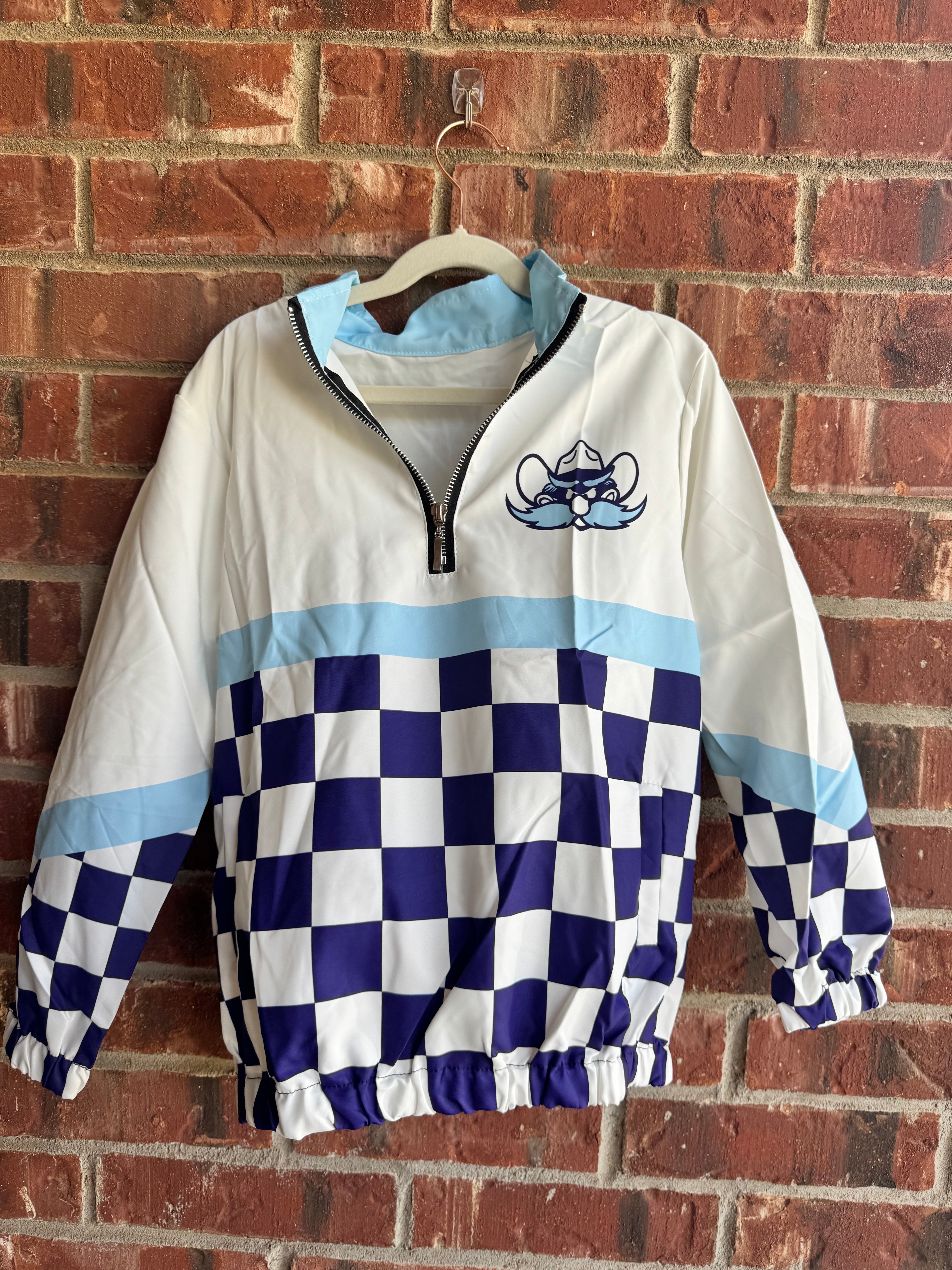 Rangers Light Blue Checkered Windbreaker