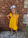 Yellow Floral Embroidered Dress