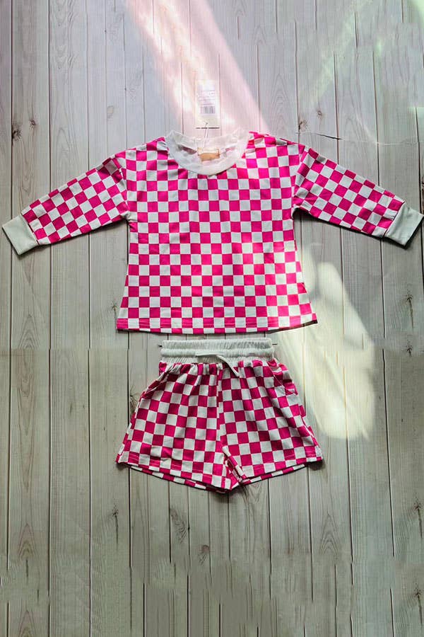 Checkered Girls Set- Top and Shorts