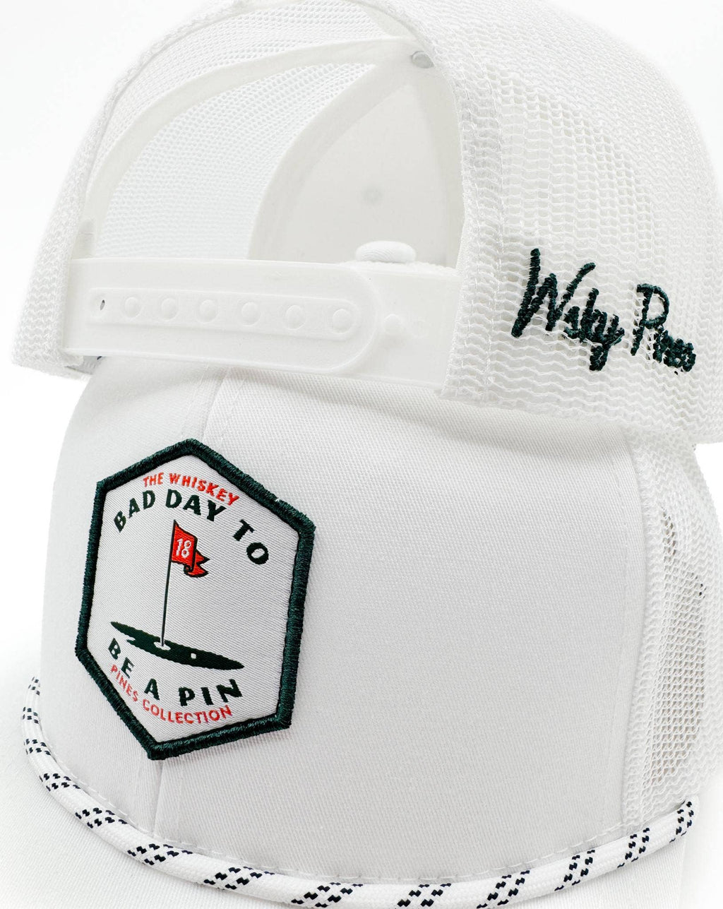 All White "Bad Day to Be A Pin" Rope Trucker Hat