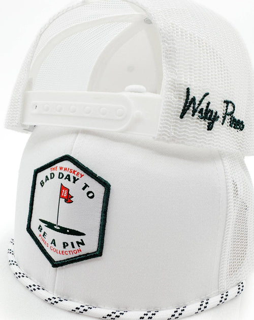 All White "Bad Day to Be A Pin" Rope Trucker Hat