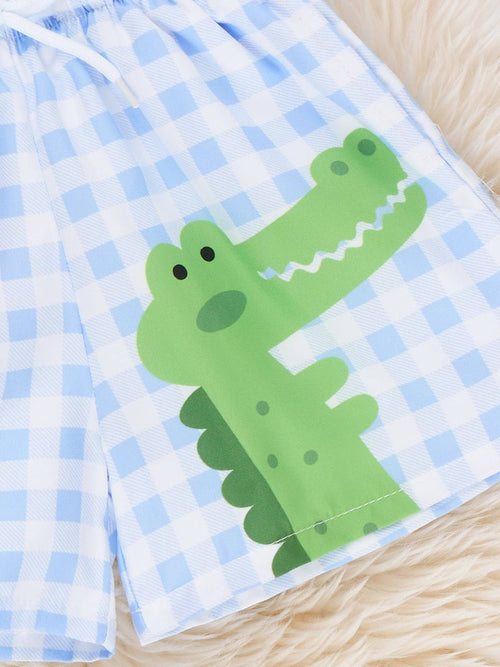 Gingham Gator Splash Trunk: L(4yrs)
