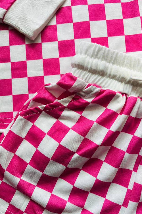 Checkered Girls Set- Top and Shorts